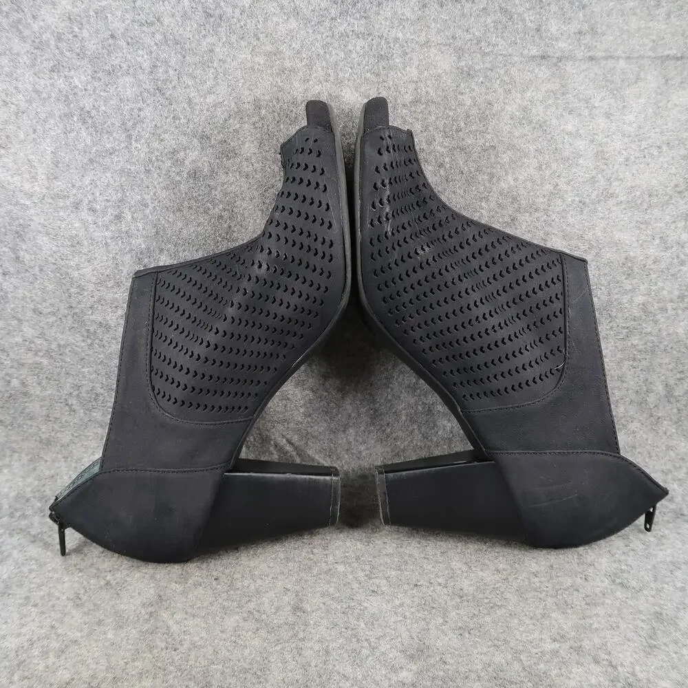 Giani Bernini Shoes Womens 10 Heeled Booties Open Toe Laser Cut Zip Black Alanny